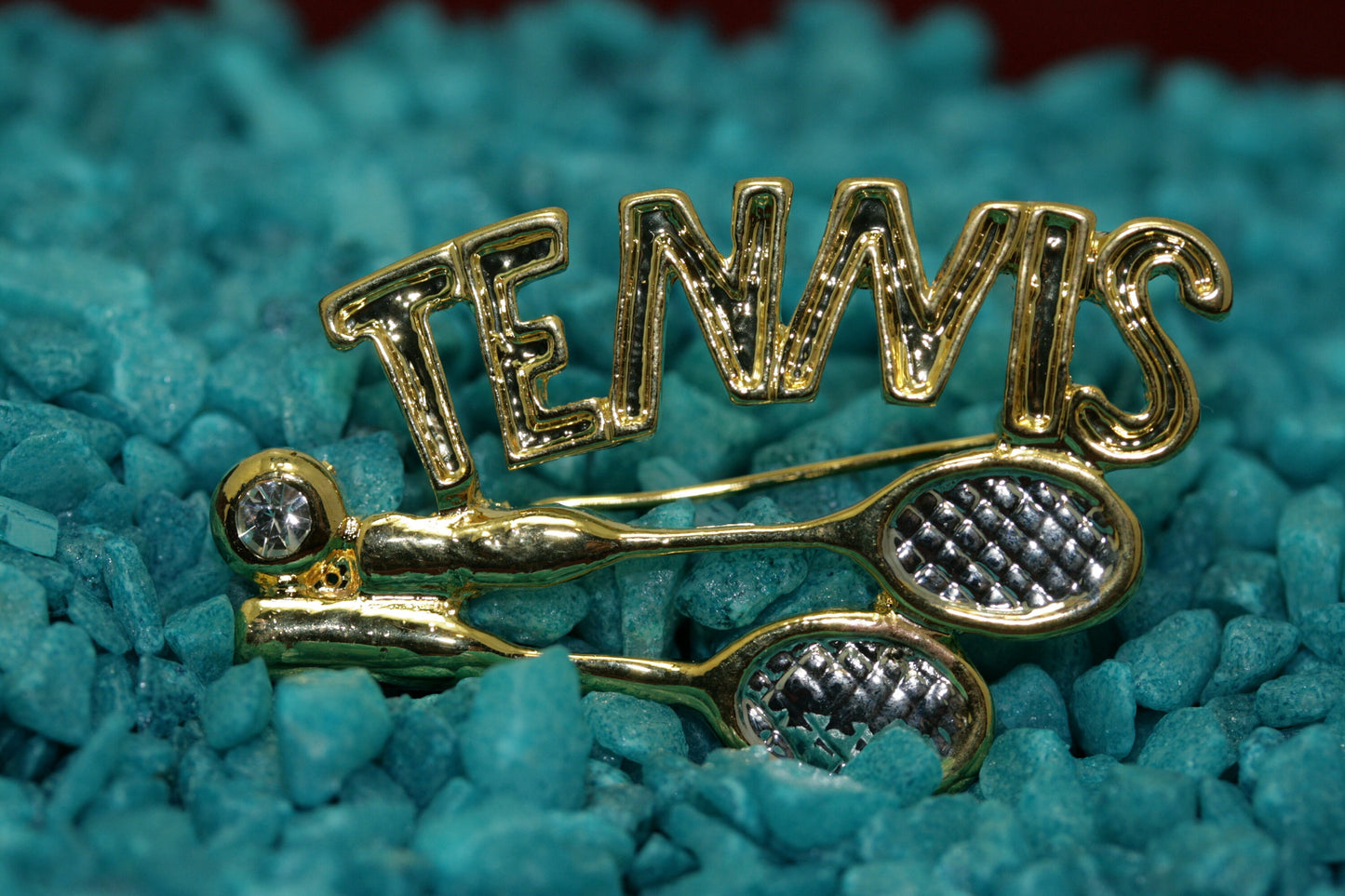 Vintage Gold Tennis racket jewelry brooch pin women Tennis player coach gift