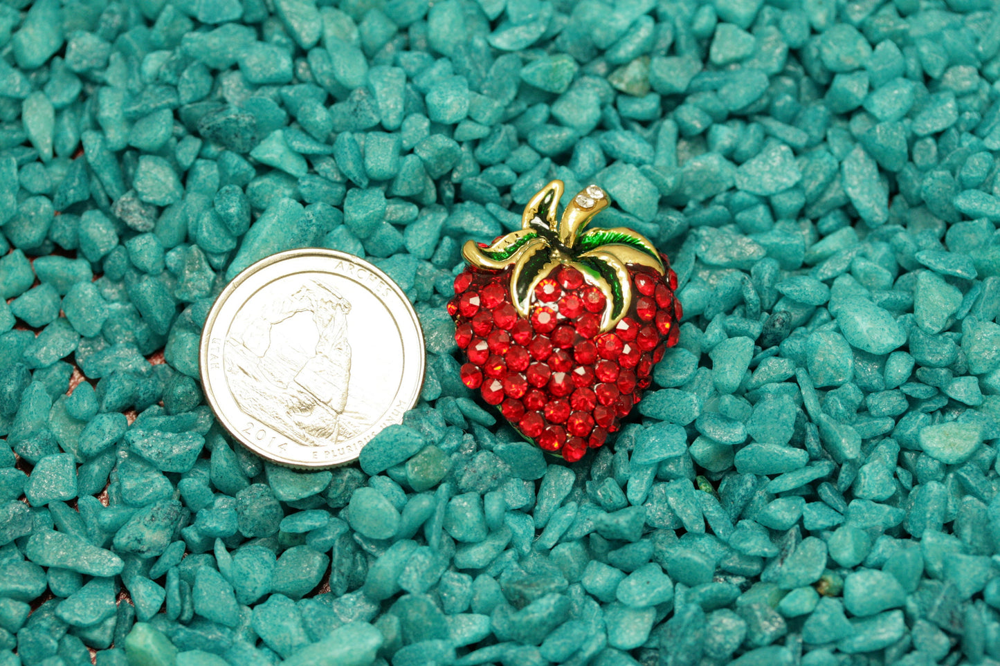 Rhinestone Strawberry Fruit Pin Brooch & Earrings Set, Red Ruby Crystal Strawberry Jewelry Set, Strawberry Festival Gift