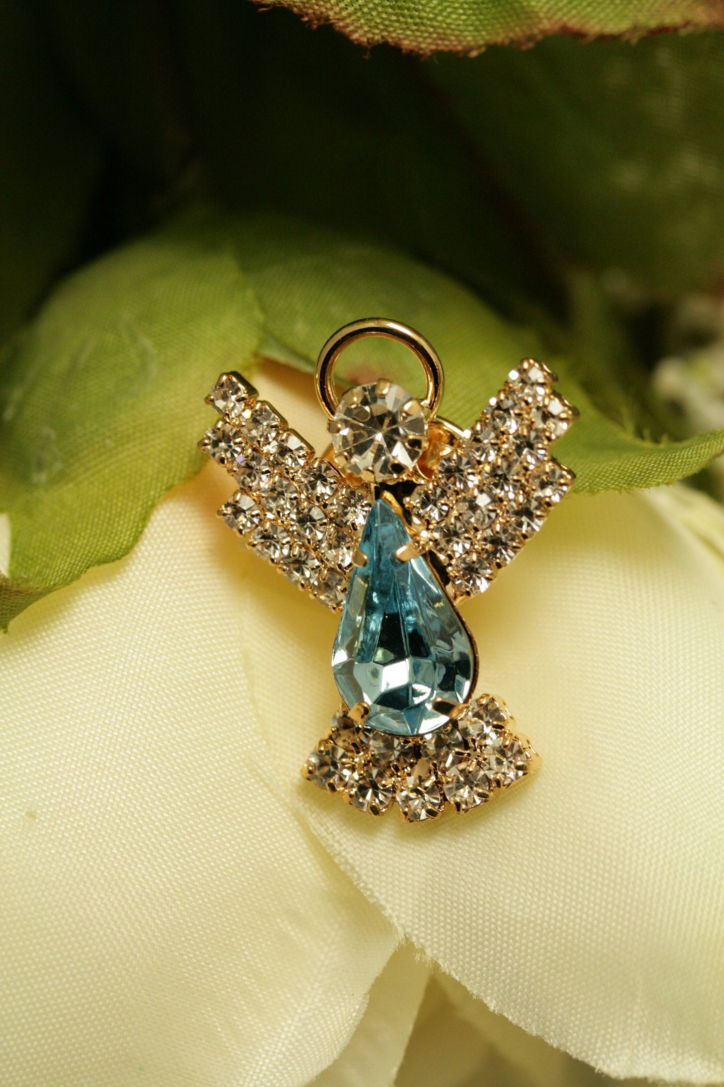 Rhinestone Halo Angel Tac Pin Brooch, Crystal Angel Push pin