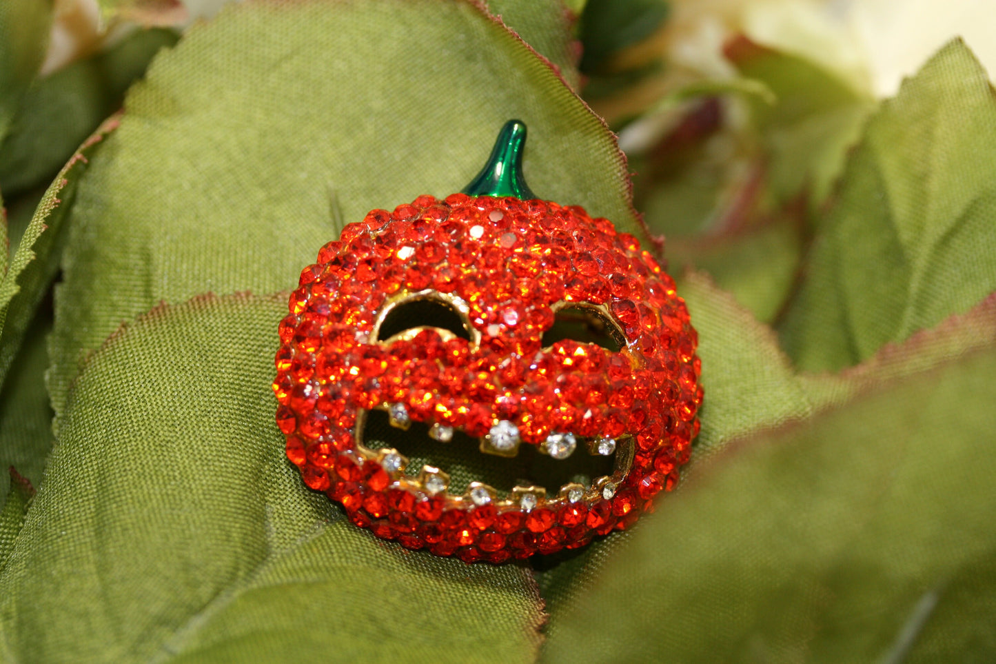 Halloween Brooch Orange Rhinestone Pumpkin Shape Festive Brooches Pin, Halloween Pumpkin Fashion Jewelry