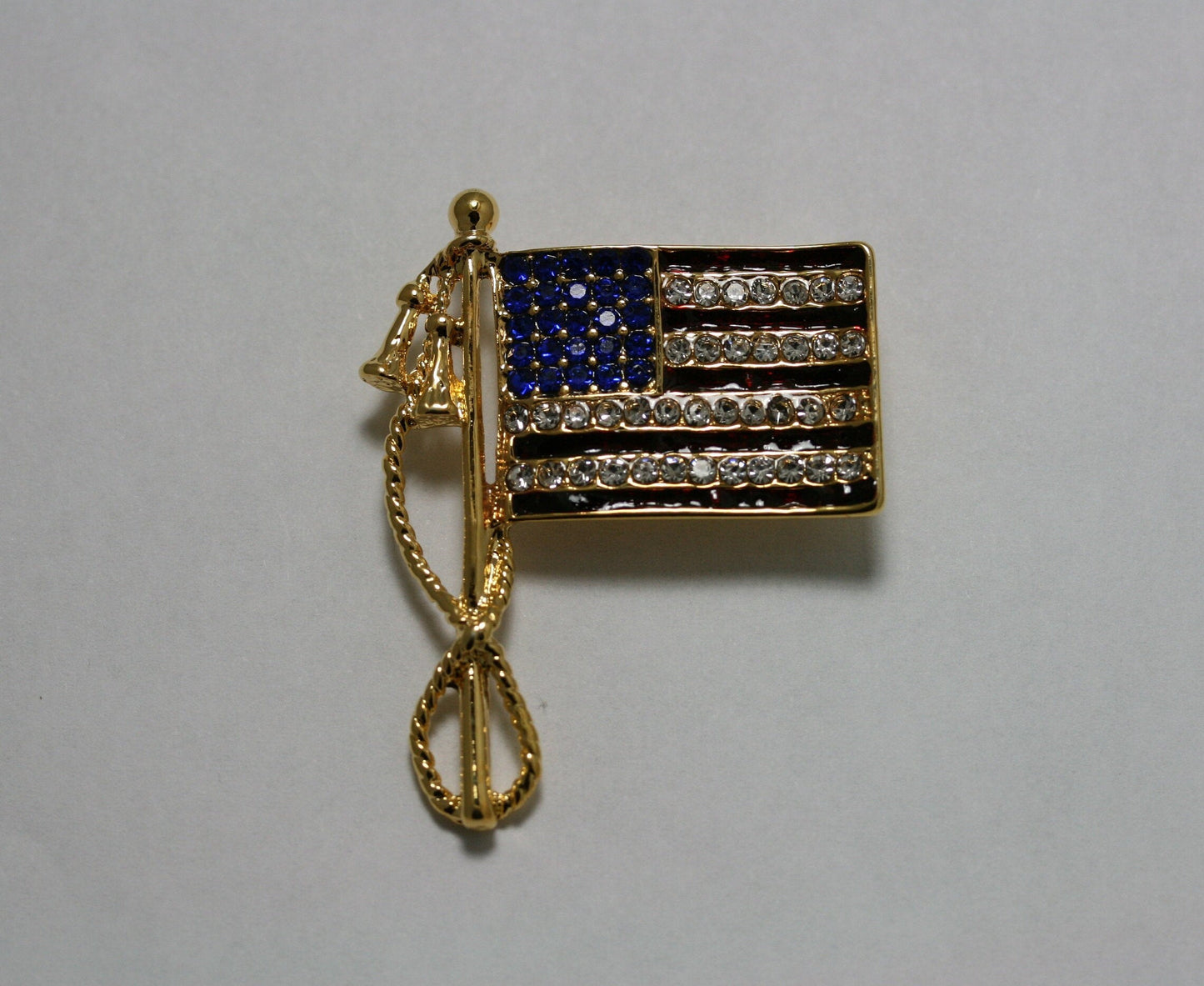 Rhinestone Patriot USA Flag Brooch Pin, Crystal USA Flag Brooch, Patriotic 4th of July Flag Jewelry Gift