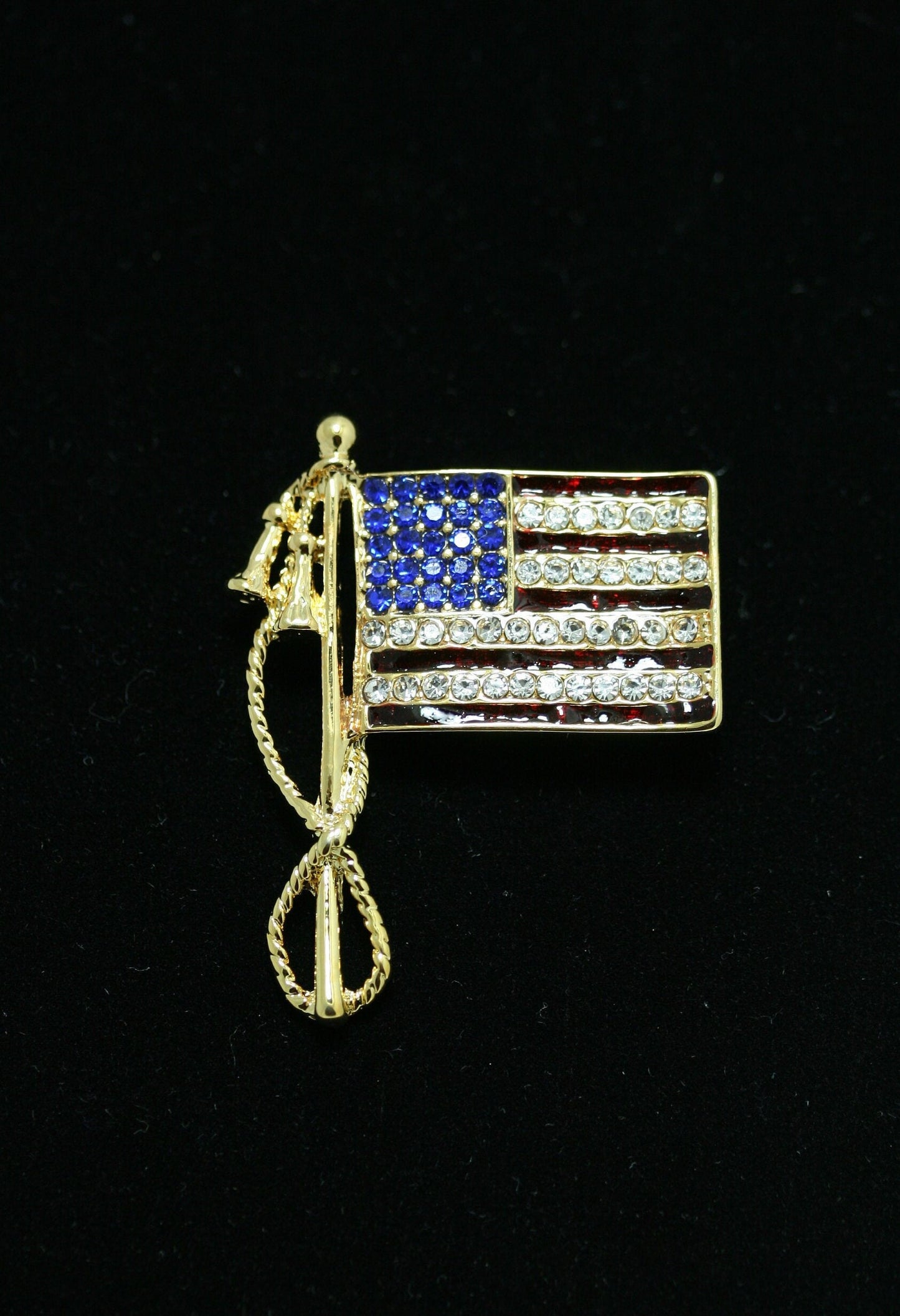 Rhinestone Patriot USA Flag Brooch Pin, Crystal USA Flag Brooch, Patriotic 4th of July Flag Jewelry Gift