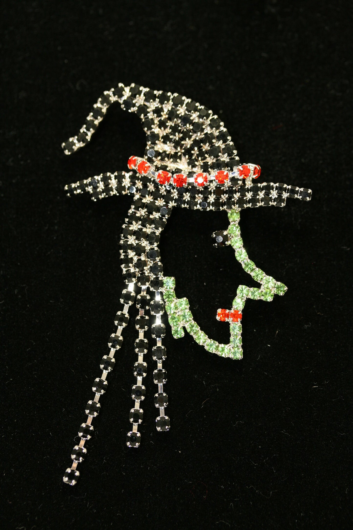 Prong Set Rhinestone Witch Western Wicked Wizard Halloween Pin Brooch, Halloween Witch Jewelry Gift