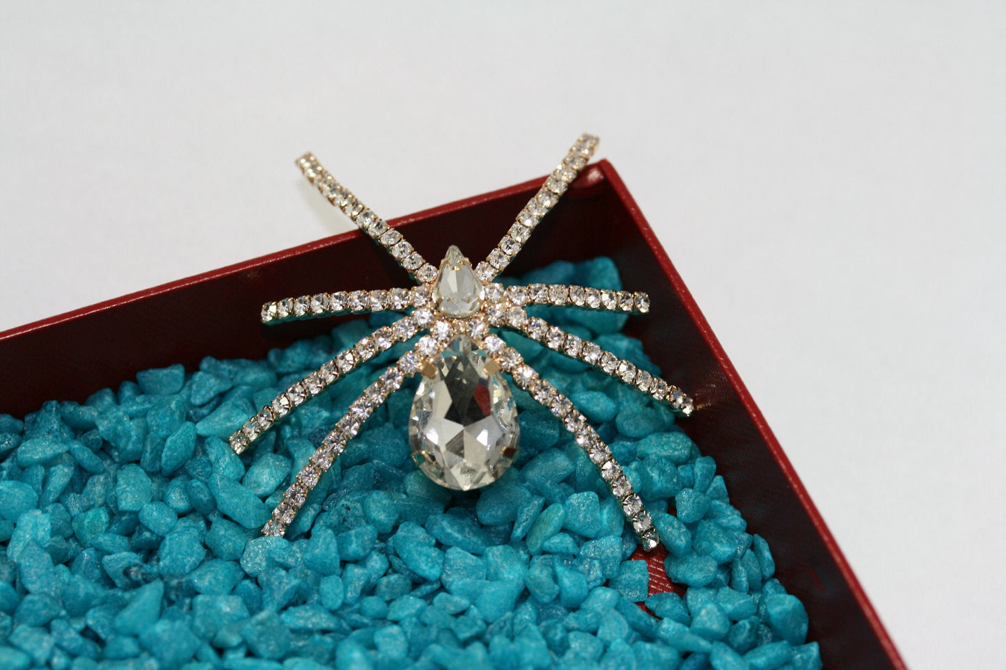 Silver Tone Clear Rhinestone 3D Halloween Spider Pin Brooch, Spider Pin