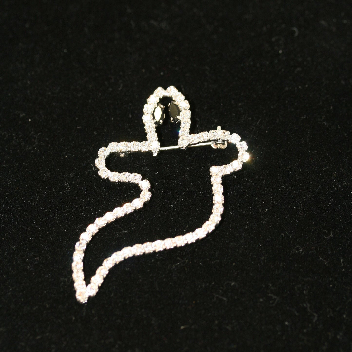 Rhinestone Crystal Outline Ghost Halloween Brooch Pin, White Ghost Brooch,