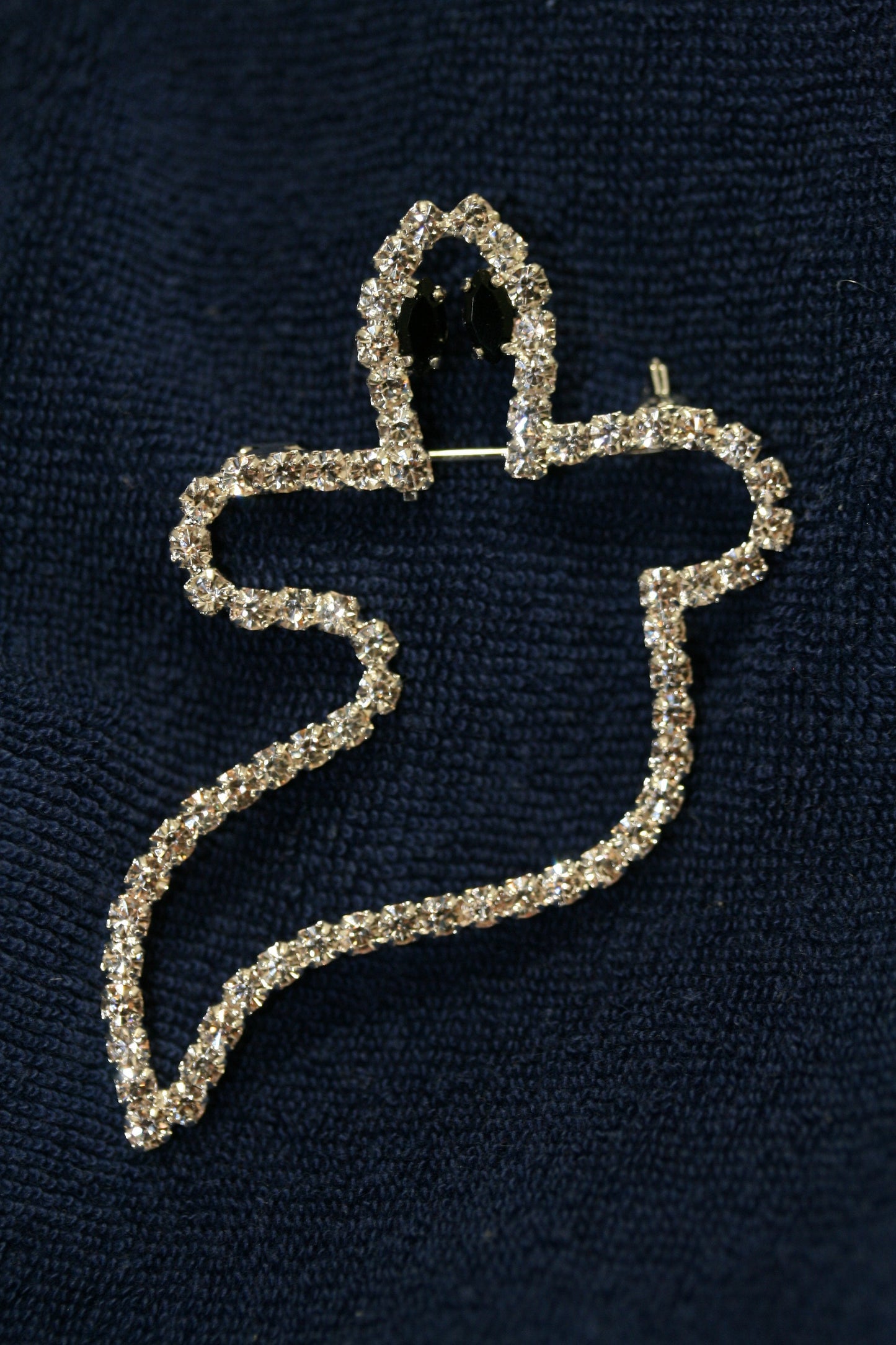 Rhinestone Crystal Outline Ghost Halloween Brooch Pin, White Ghost Brooch,