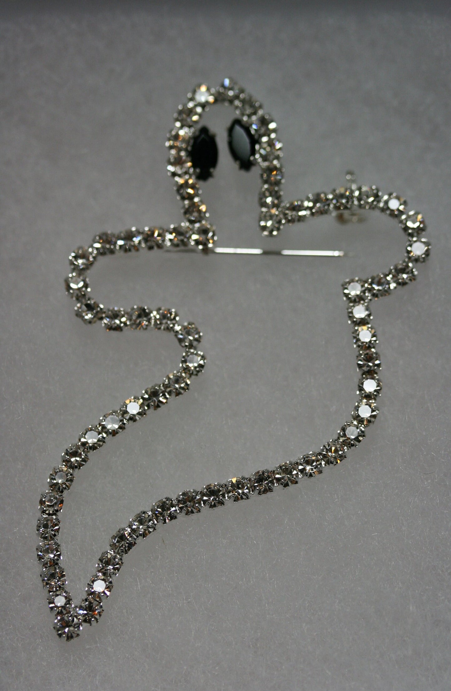 Rhinestone Crystal Outline Ghost Halloween Brooch Pin, White Ghost Brooch,