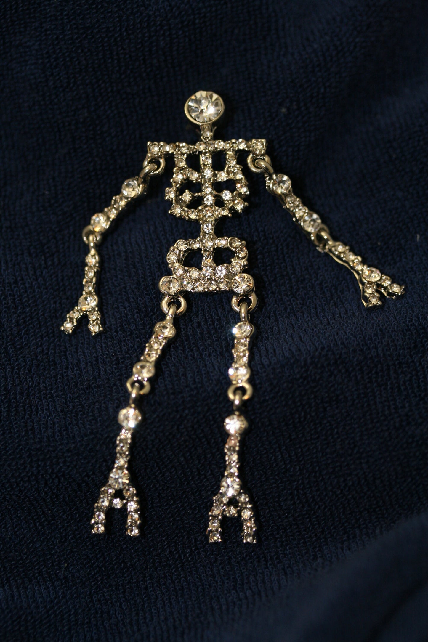 Rhinestone Halloween Skeleton Pin Brooch