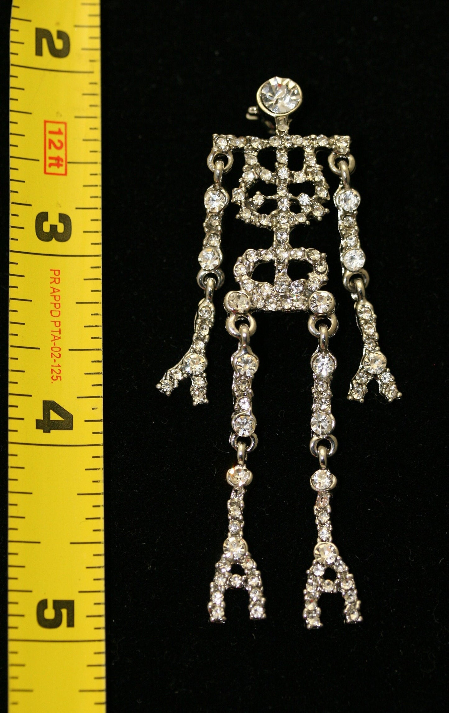 Rhinestone Halloween Skeleton Pin Brooch