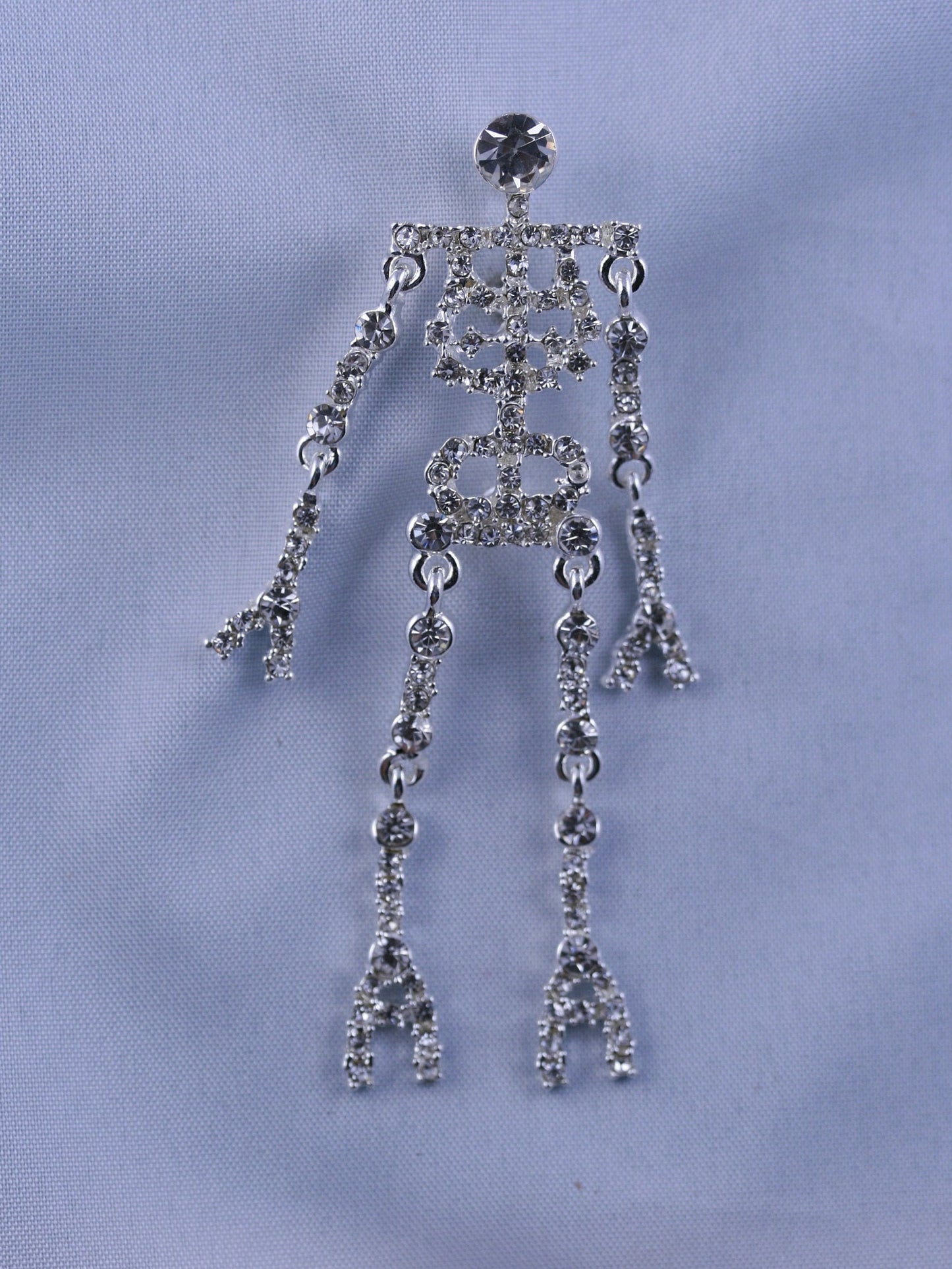 Rhinestone Halloween Skeleton Pin Brooch