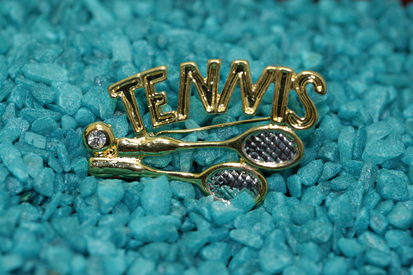 Vintage Gold Tennis racket jewelry brooch pin women Tennis player coach gift