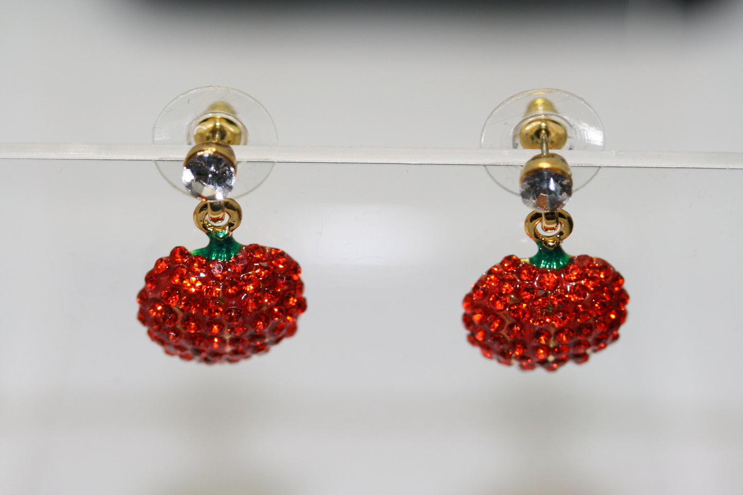 Rhinestone Crystal Halloween Pumpkin Dangle Earring, Solid Orange Pumpkin Earrings, Halloween Earrings Gift For Her