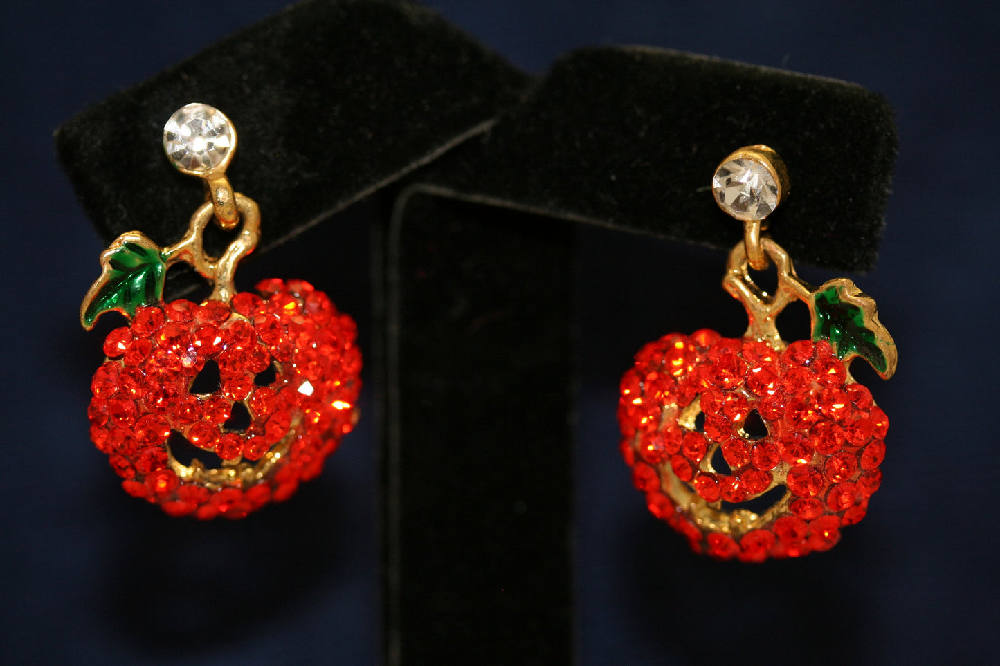 Crystal Ear stud for Girls Fashion Dangle Rhinestone Pumpkin Charms Earrings For Halloween Gifts