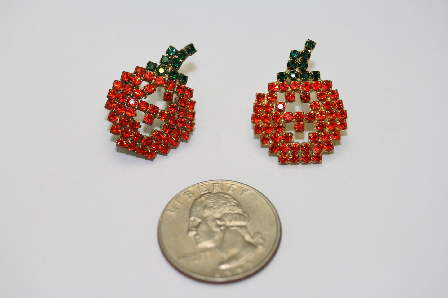 Vintage Halloween Pumpkin Earrings Full Crystal Stud for Girls Fashion Rhinestone