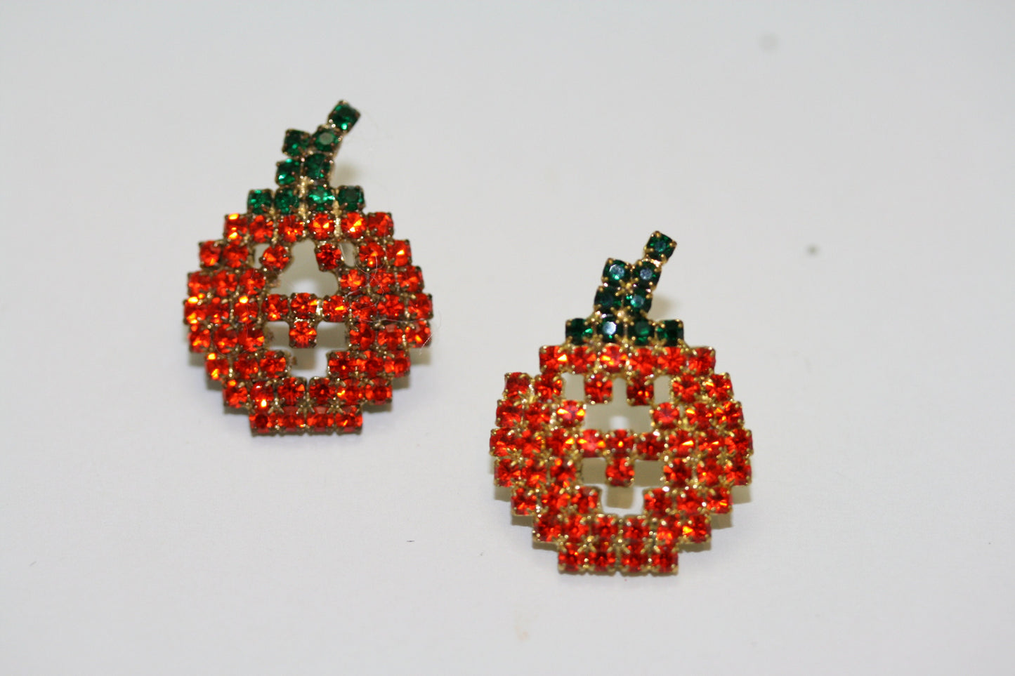 Vintage Halloween Pumpkin Earrings Full Crystal Stud for Girls Fashion Rhinestone