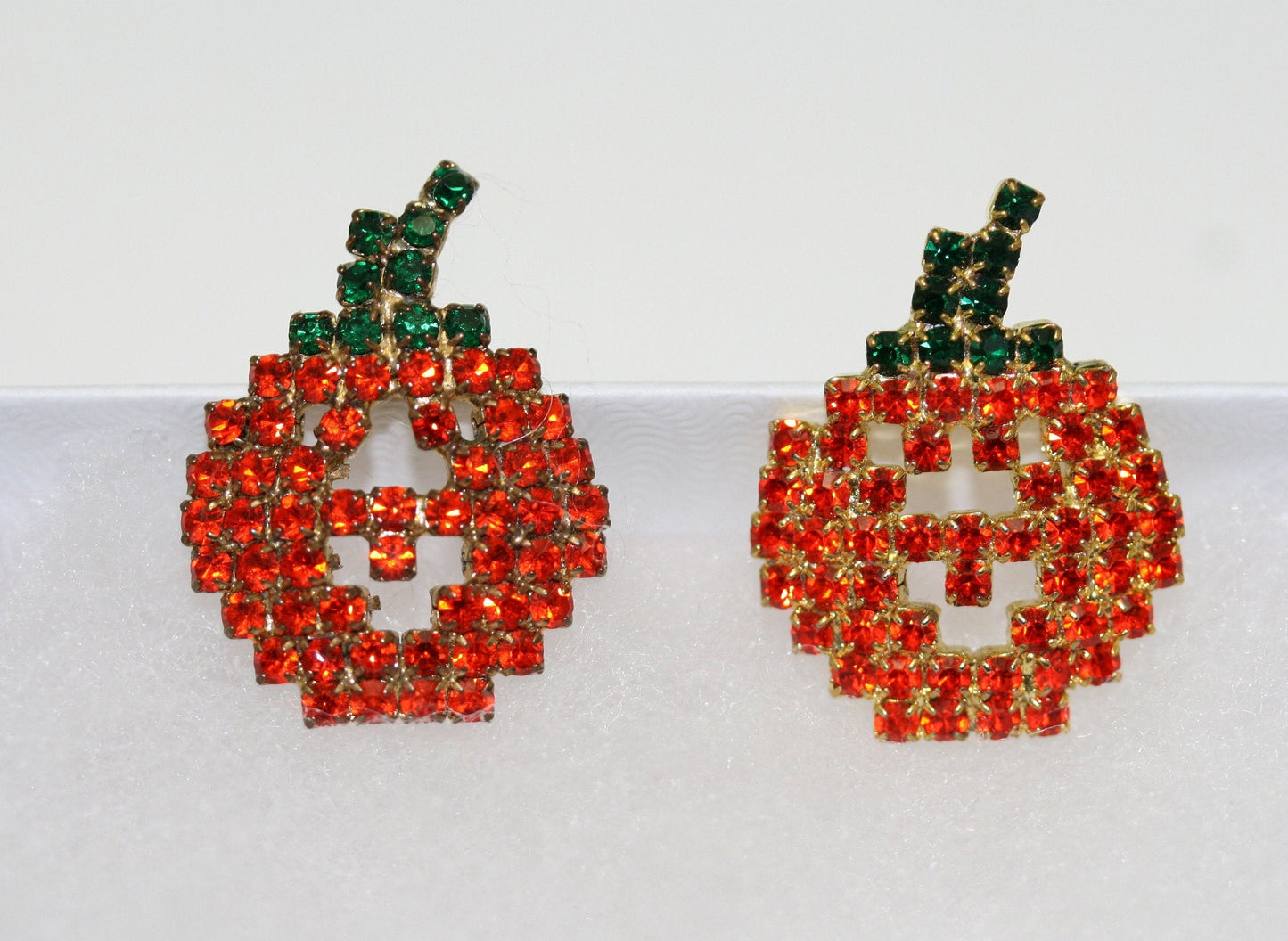 Vintage Halloween Pumpkin Earrings Full Crystal Stud for Girls Fashion Rhinestone