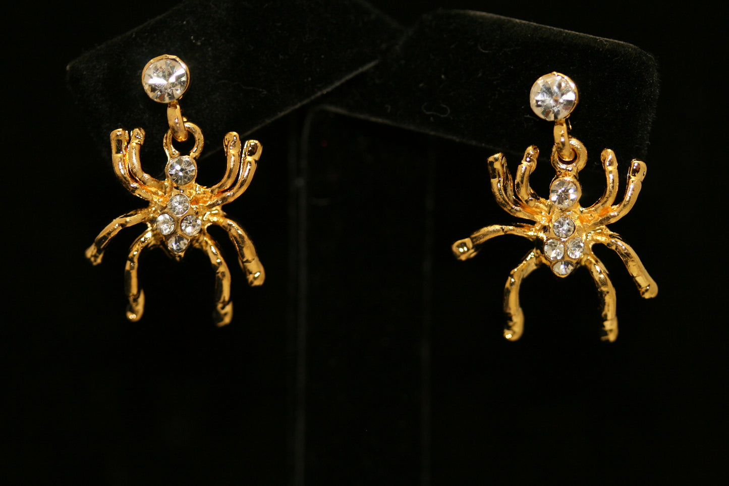 Halloween Rhinestone Crystal Spider dangle Insect Earring Jewelry
