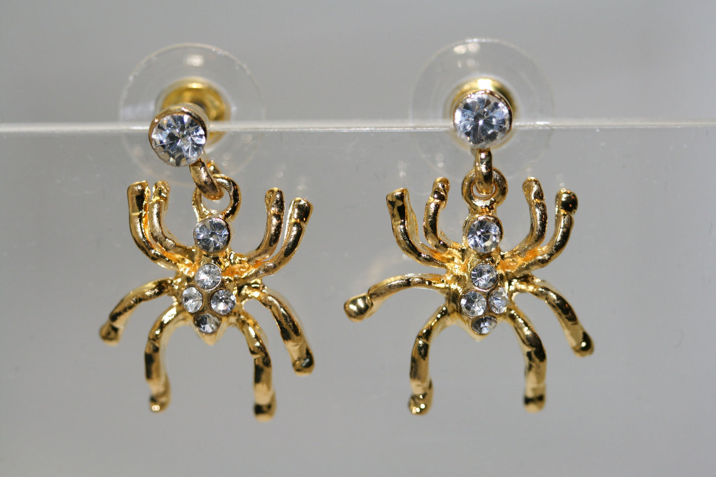 Halloween Rhinestone Crystal Spider dangle Insect Earring Jewelry