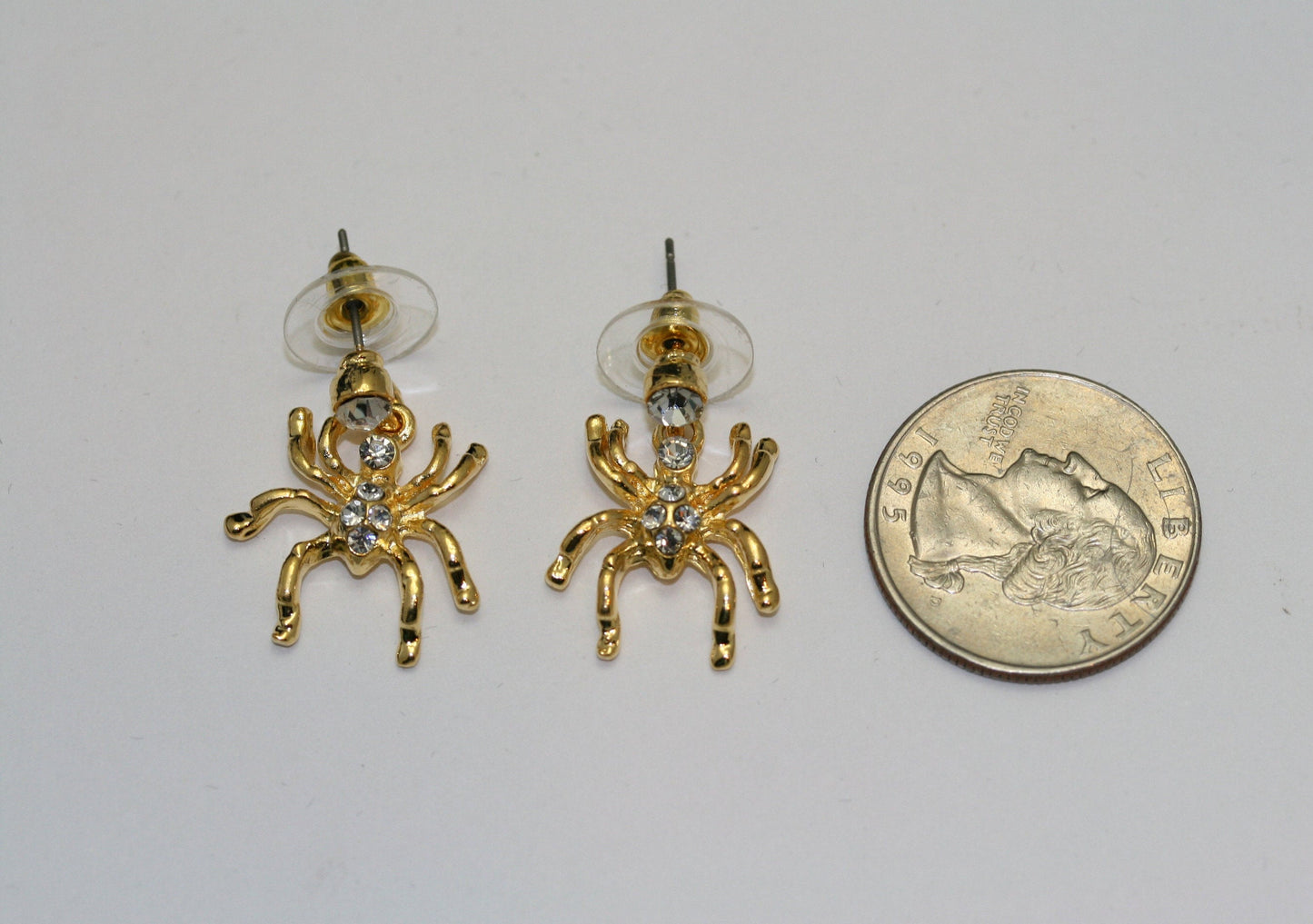 Halloween Rhinestone Crystal Spider dangle Insect Earring Jewelry