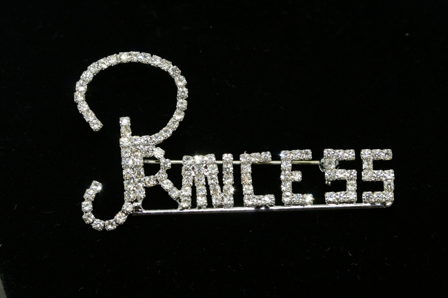 FASHION JEWELRY, Rhinestone "Princess" Word Brooch Pin, Letter Pin