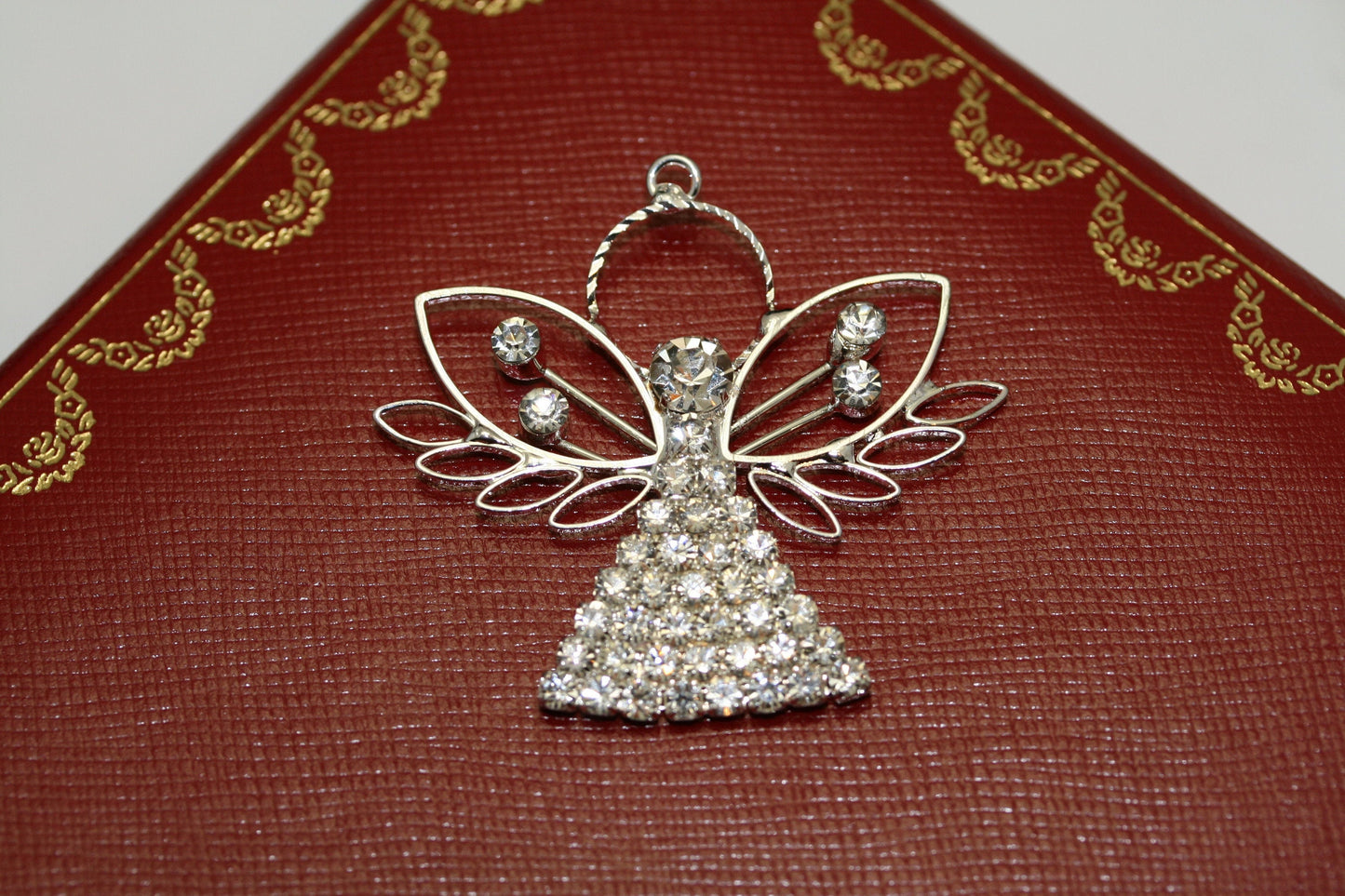 Silver Clear Rhinestone Angel Pendant, X-mas, Wedding, Anniversary Gift Deceleration and More