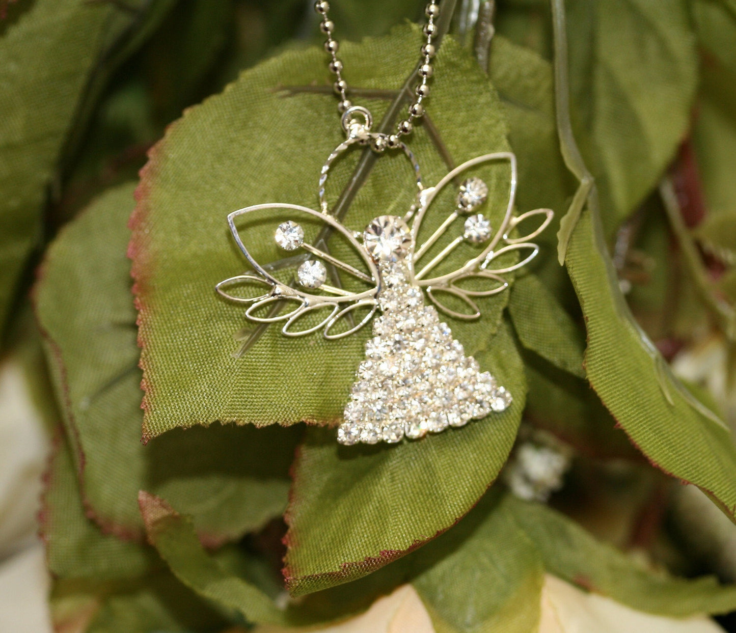 Silver Clear Rhinestone Angel Pendant, X-mas, Wedding, Anniversary Gift Deceleration and More