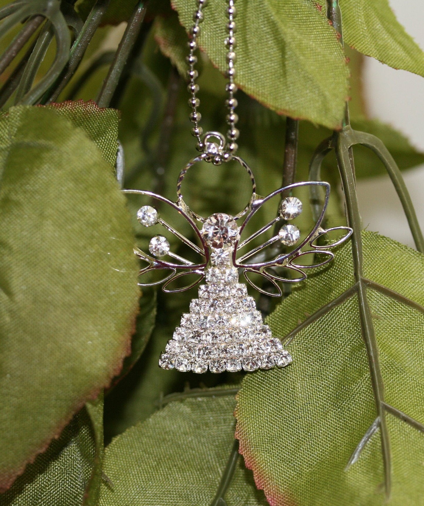 Silver Clear Rhinestone Angel Pendant, X-mas, Wedding, Anniversary Gift Deceleration and More
