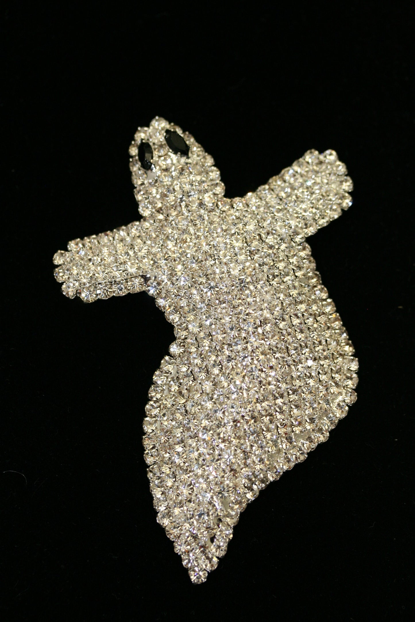 Vintage Jewelry Giant Adorable Rhinestone Spooky Flying Ghost Halloween Pin Brooch