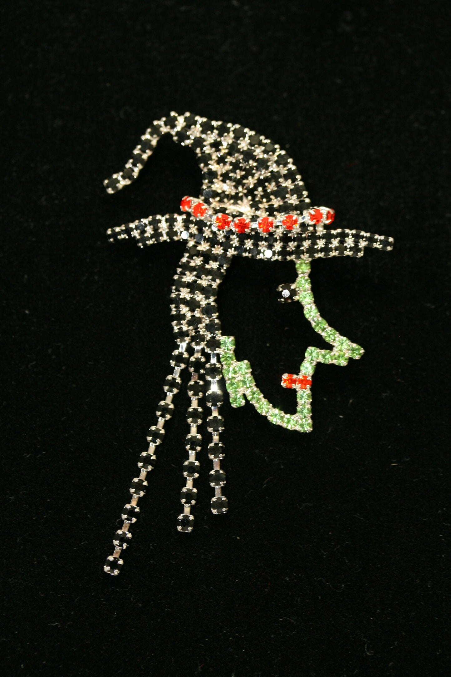 Prong Set Rhinestone Witch Western Wicked Wizard Halloween Pin Brooch, Halloween Witch Jewelry Gift