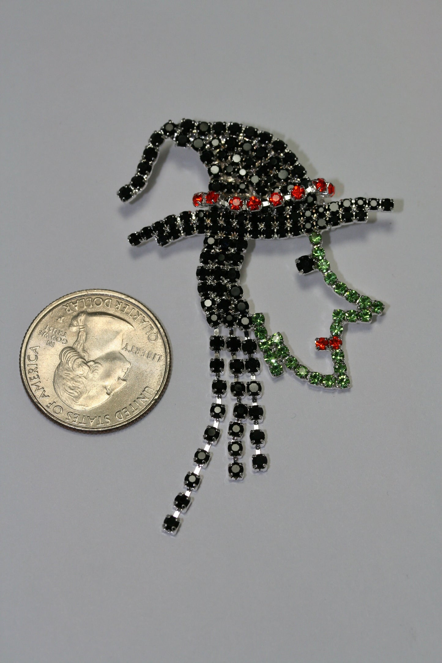 Prong Set Rhinestone Witch Western Wicked Wizard Halloween Pin Brooch, Halloween Witch Jewelry Gift
