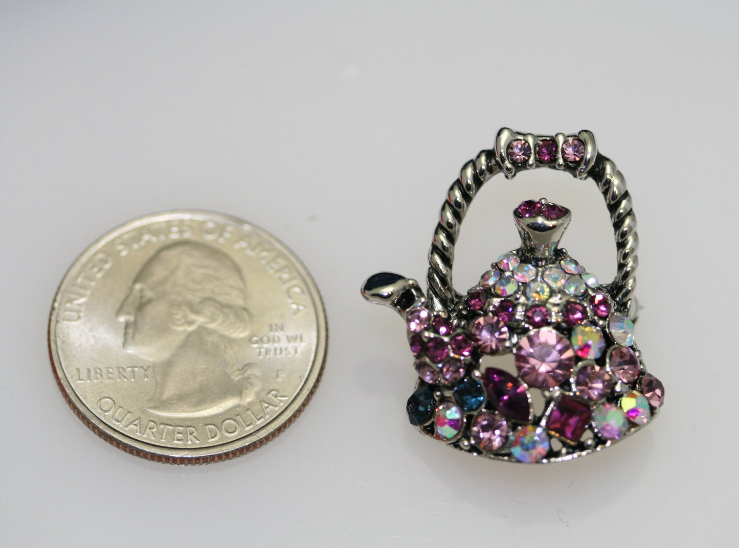 Rhinestone Teapot Brooches For Women Vintage Creative Design Pin Available Fashion Jewelry