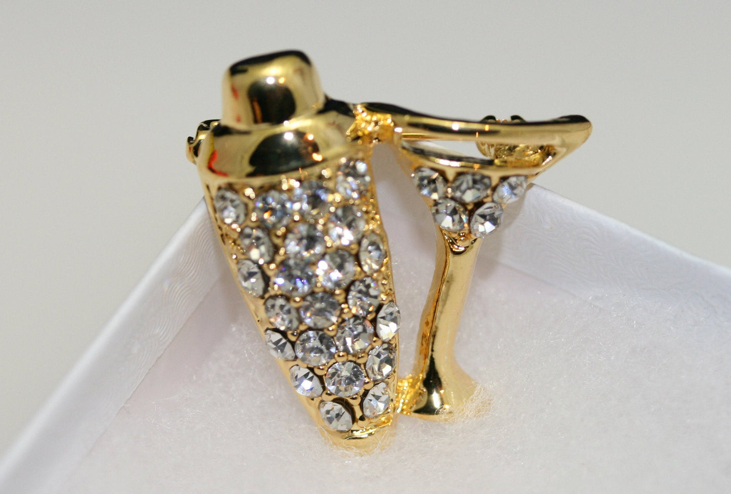 Women's Martini shaker with rhinestones and martini glass with rhinestones Brooch Pin