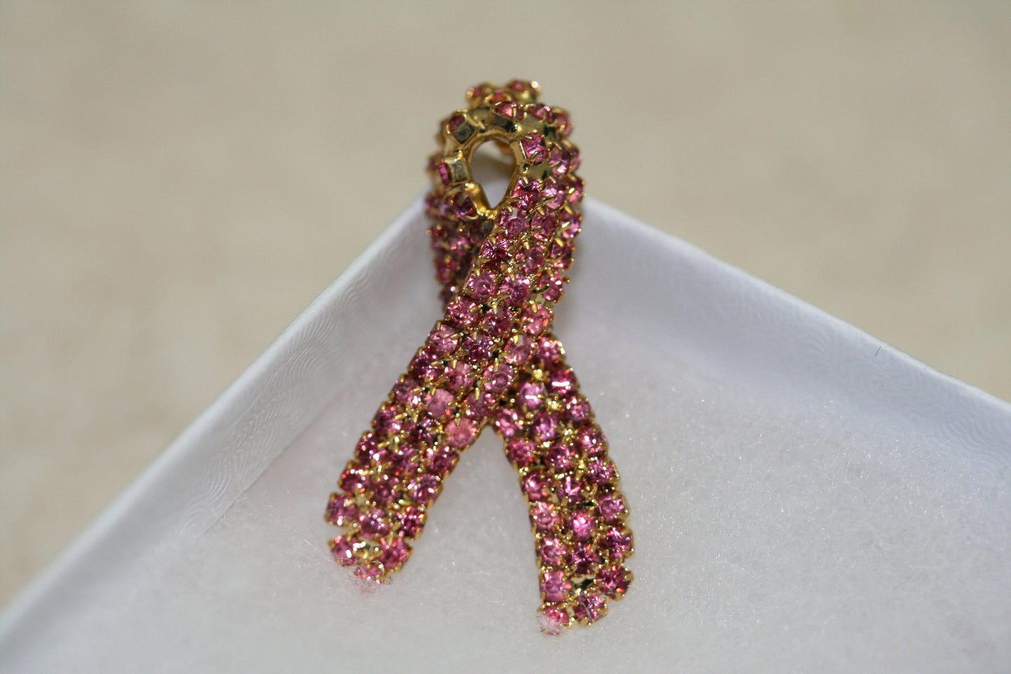 Breast Cancer Brooch, Pink Rhinestone Crystal Awareness Ribbon Pin Brooch
