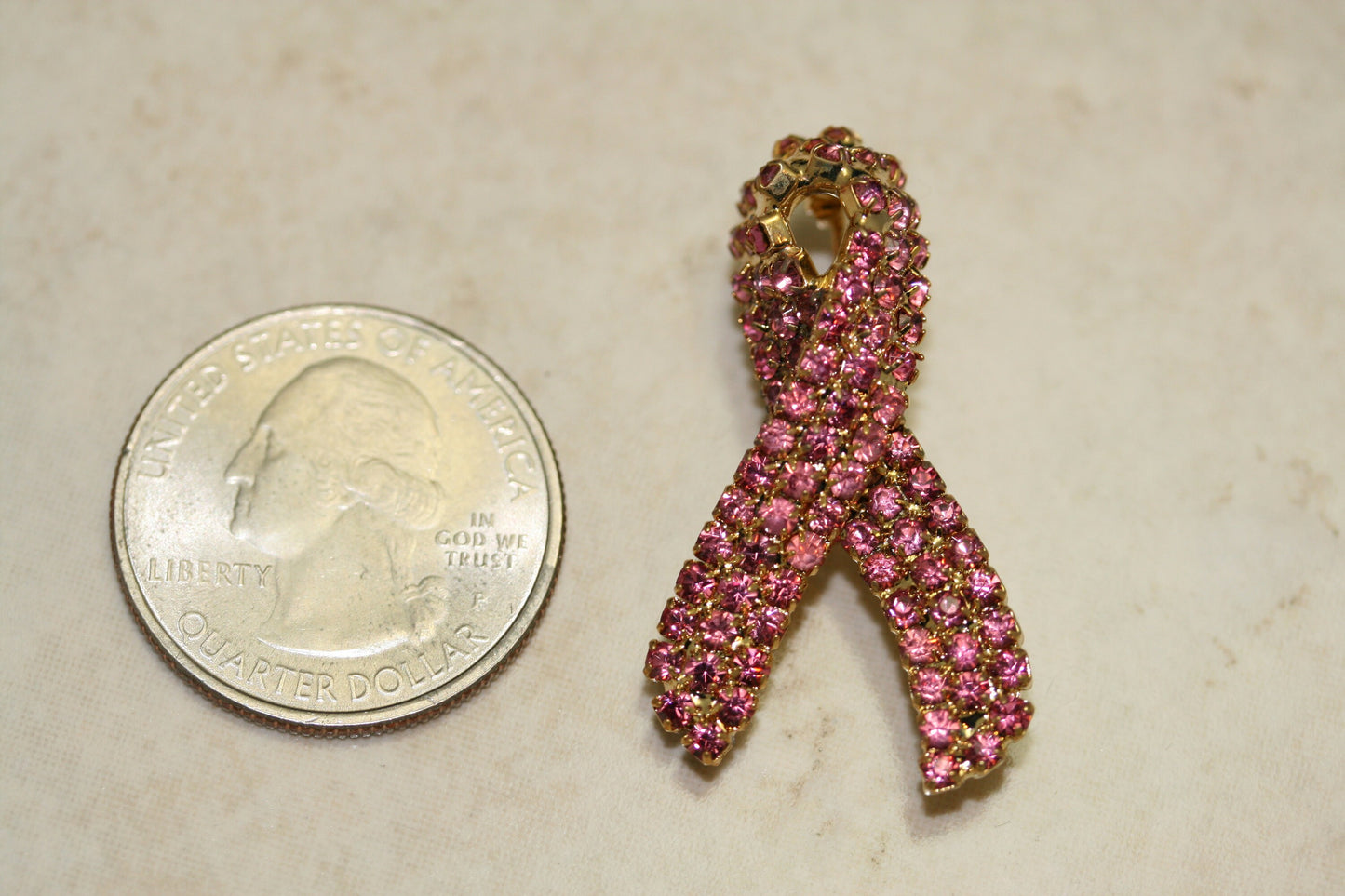 Breast Cancer Brooch, Pink Rhinestone Crystal Awareness Ribbon Pin Brooch