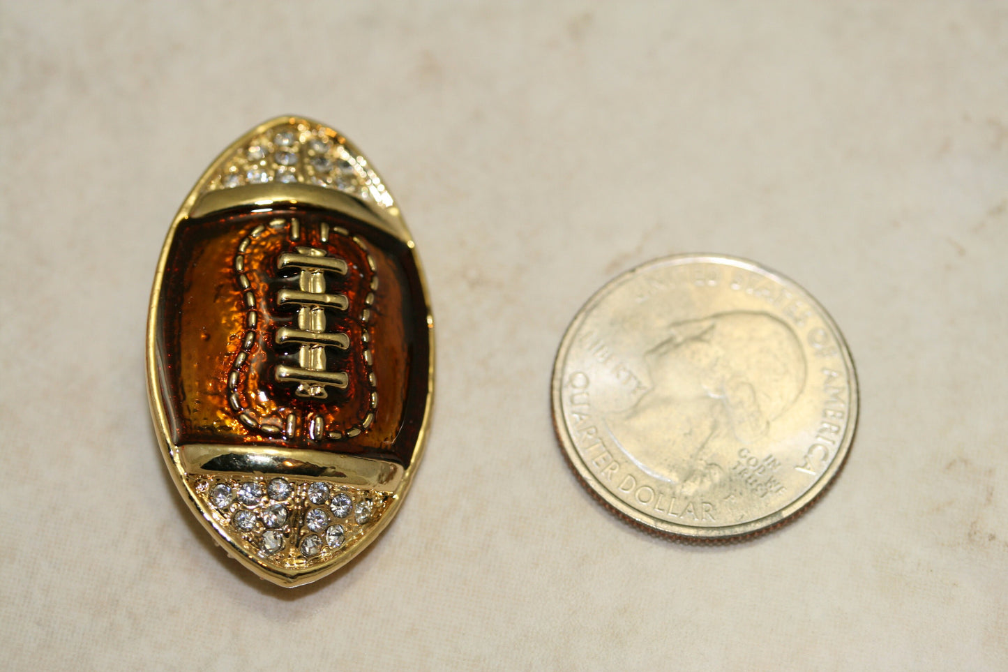 Sports Football Pin Rhinestone & Enamel Football Brooch