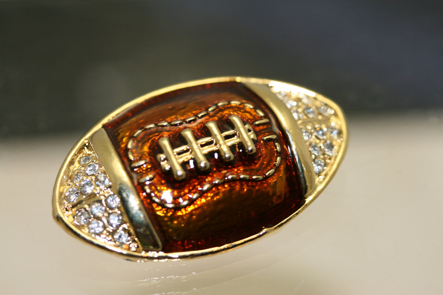Sports Football Pin Rhinestone & Enamel Football Brooch