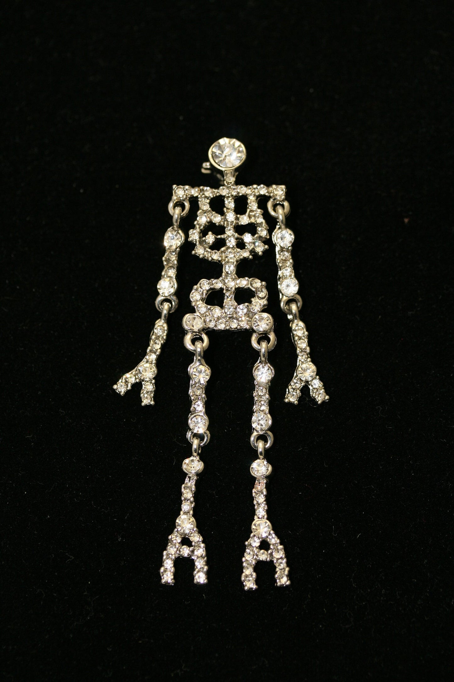 Rhinestone Halloween Skeleton Pin Brooch