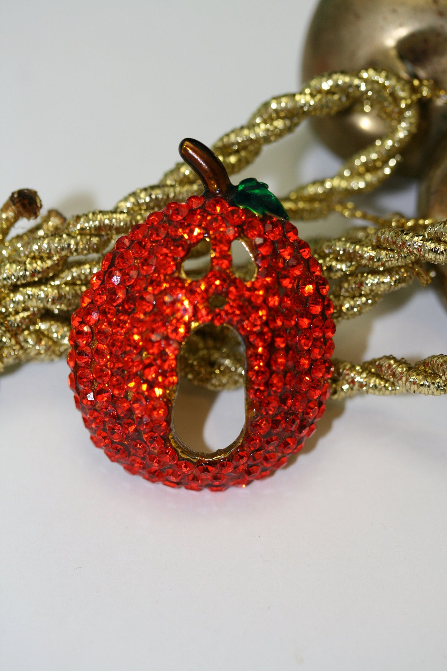 Vintage Crystal Rhinestone Halloween Orange Pumpkin Pin Brooch with Scary Face, Halloween Pumpkin Jewelry