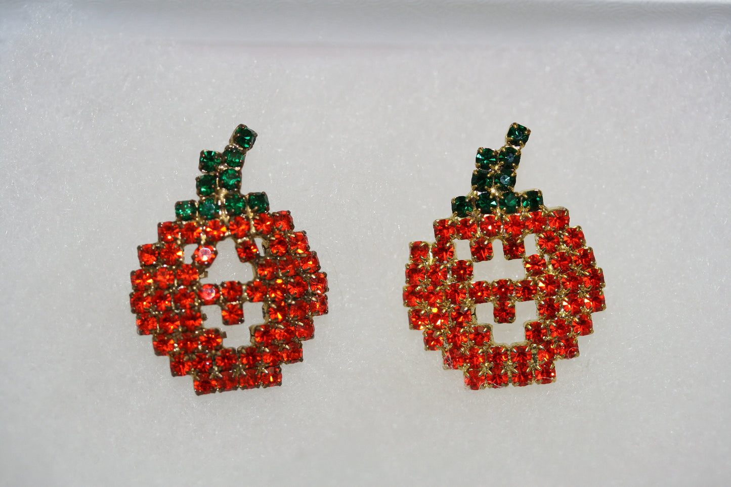 Vintage Halloween Pumpkin Earrings Full Crystal Stud for Girls Fashion Rhinestone