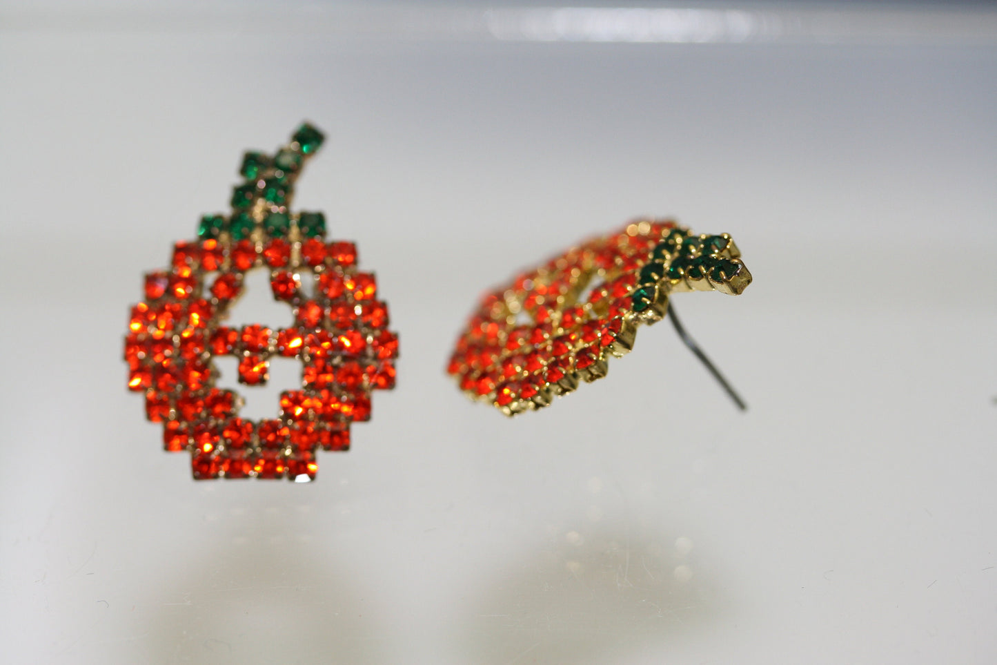 Vintage Halloween Pumpkin Earrings Full Crystal Stud for Girls Fashion Rhinestone