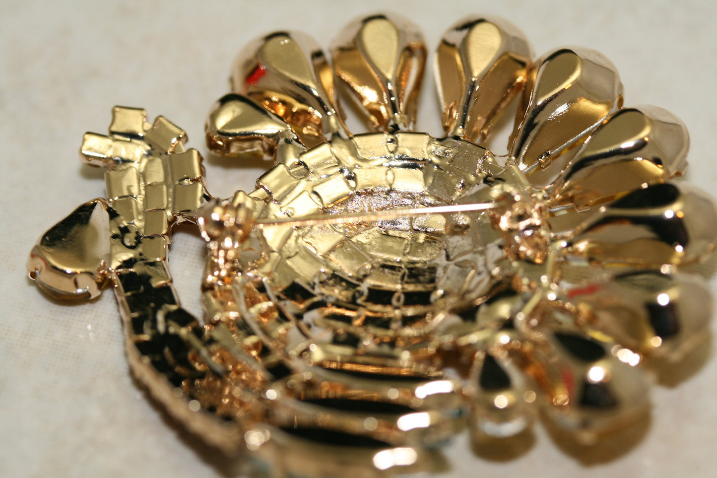 Rhinestone Thanksgiving Turkey Brooch Pin Fall Harvest Crystal Animal Jewelry