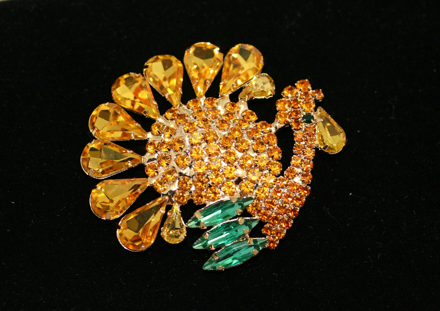 Rhinestone Thanksgiving Turkey Brooch Pin Fall Harvest Crystal Animal Jewelry