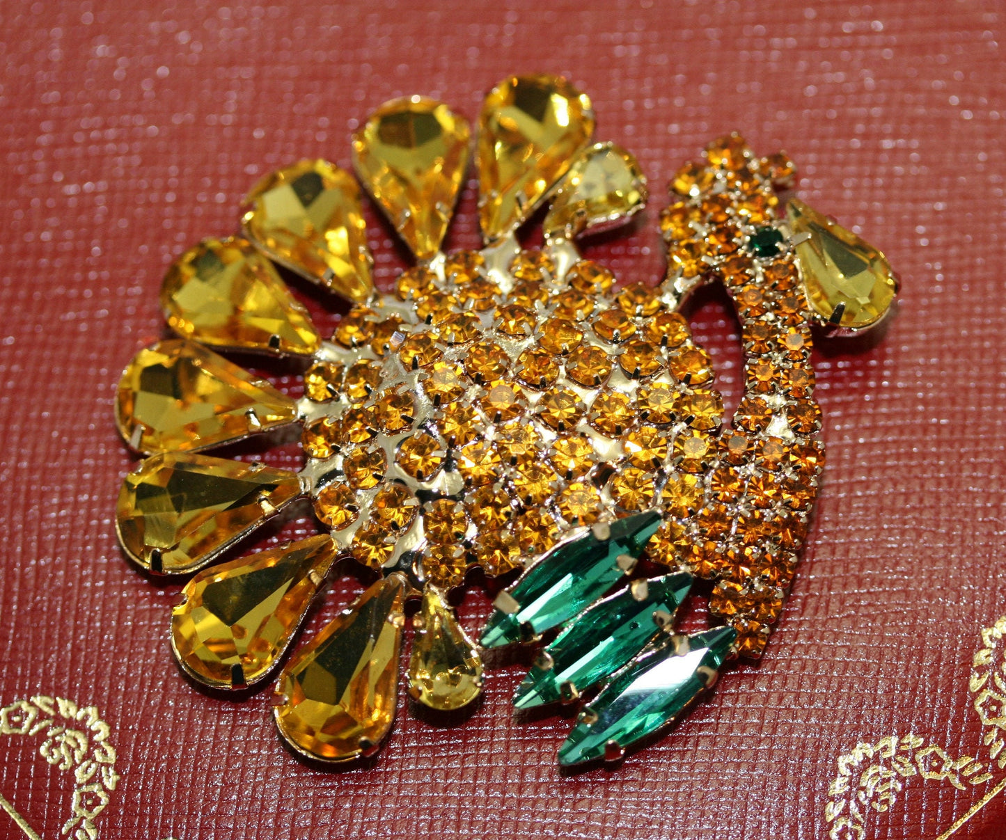Rhinestone Thanksgiving Turkey Brooch Pin Fall Harvest Crystal Animal Jewelry