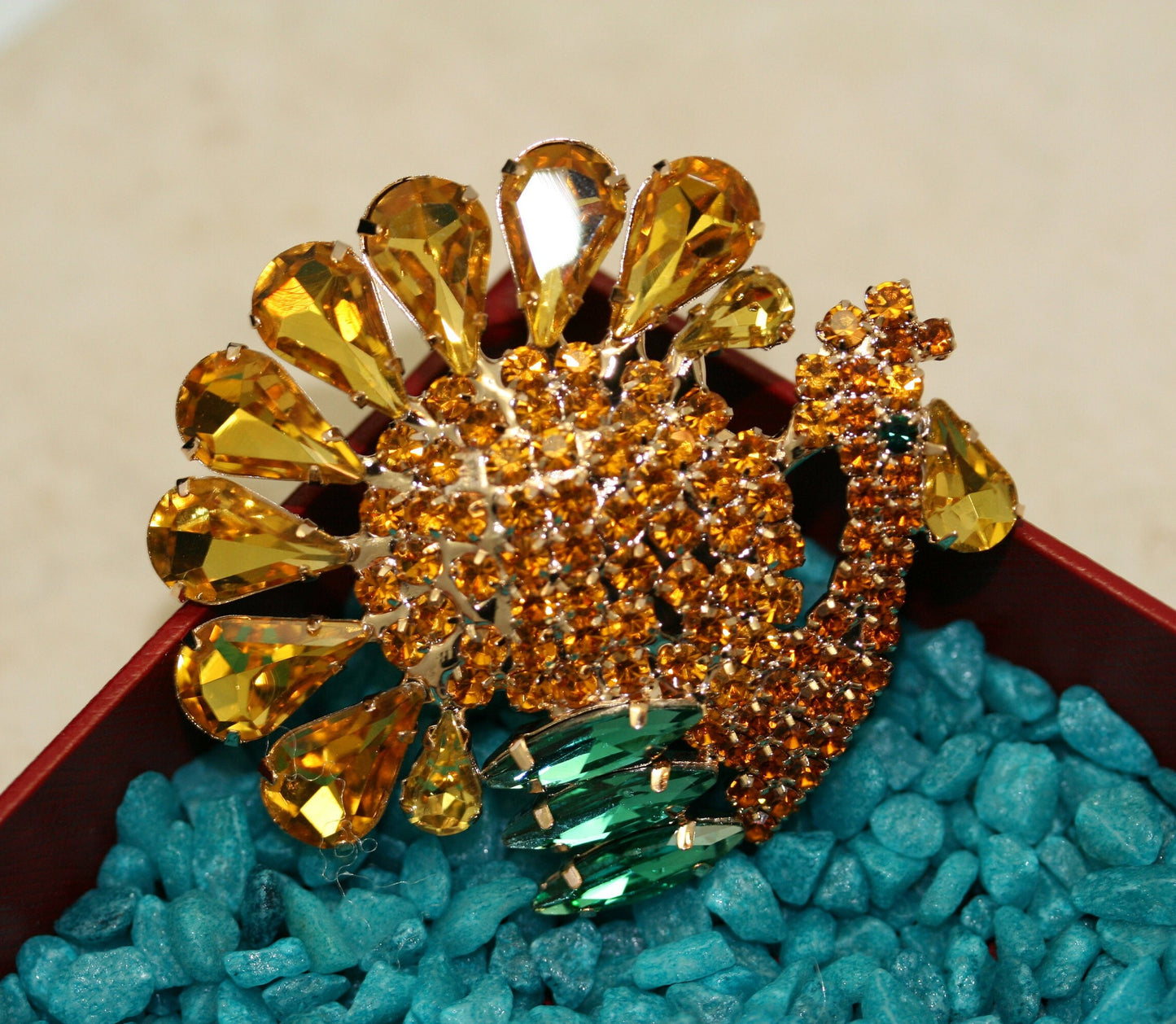 Rhinestone Thanksgiving Turkey Brooch Pin Fall Harvest Crystal Animal Jewelry
