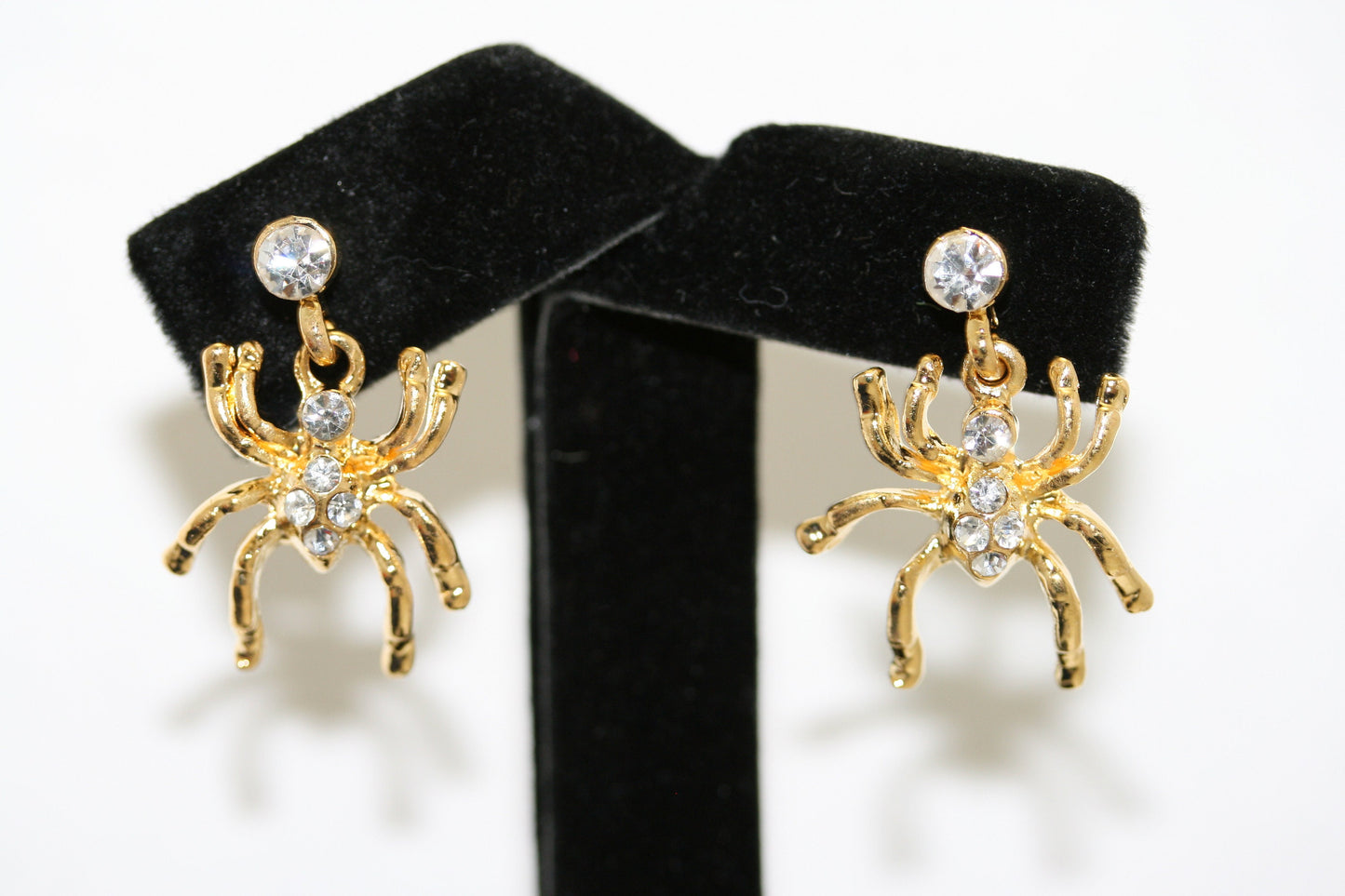 Halloween Rhinestone Crystal Spider dangle Insect Earring Jewelry