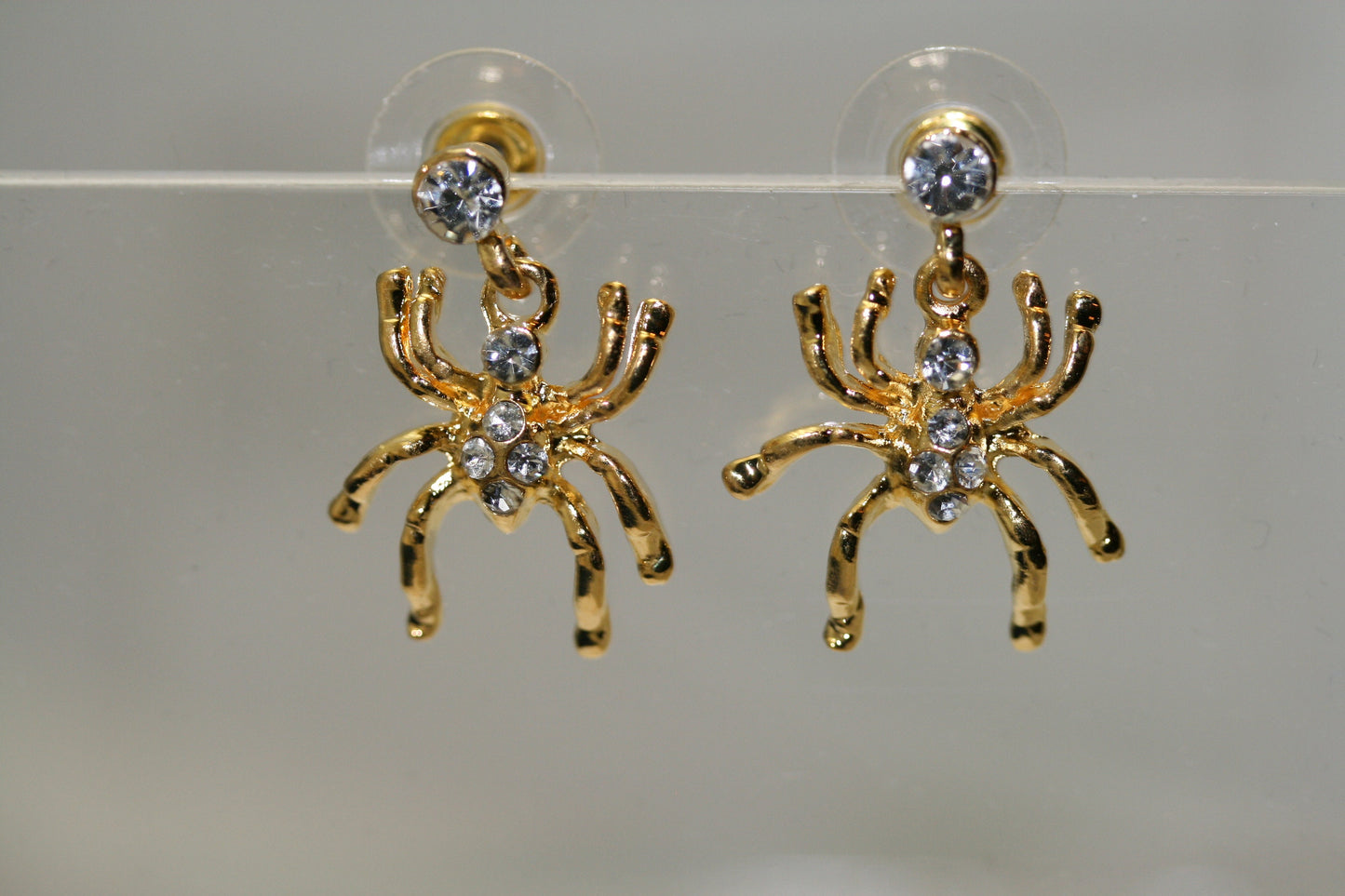 Halloween Rhinestone Crystal Spider dangle Insect Earring Jewelry