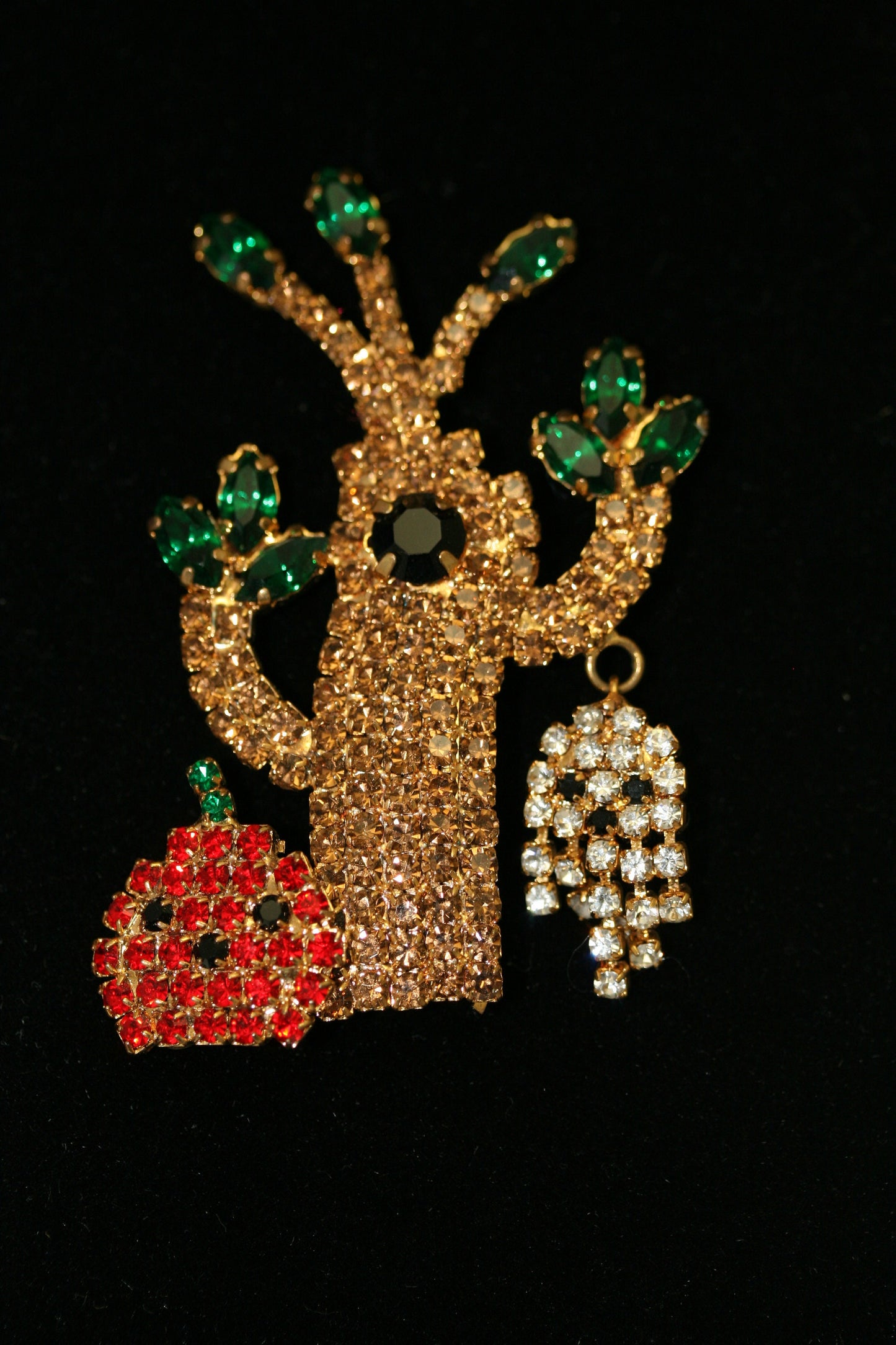 Vintage Halloween Brooch Pin With Swing Ghost & Pumpkin Bright Rhinestone, Halloween Jewelry, Halloween Pumpkin Brooch Pin