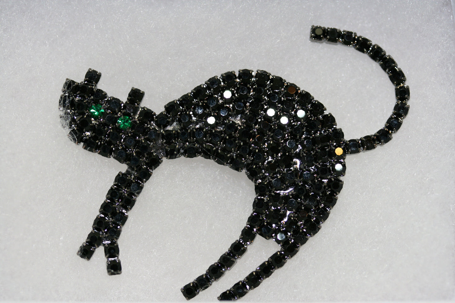 Black Cat Pin, Rhinestone Halloween Black Spooky Cat Brooch Pin, Crystal Black Cat Brooch