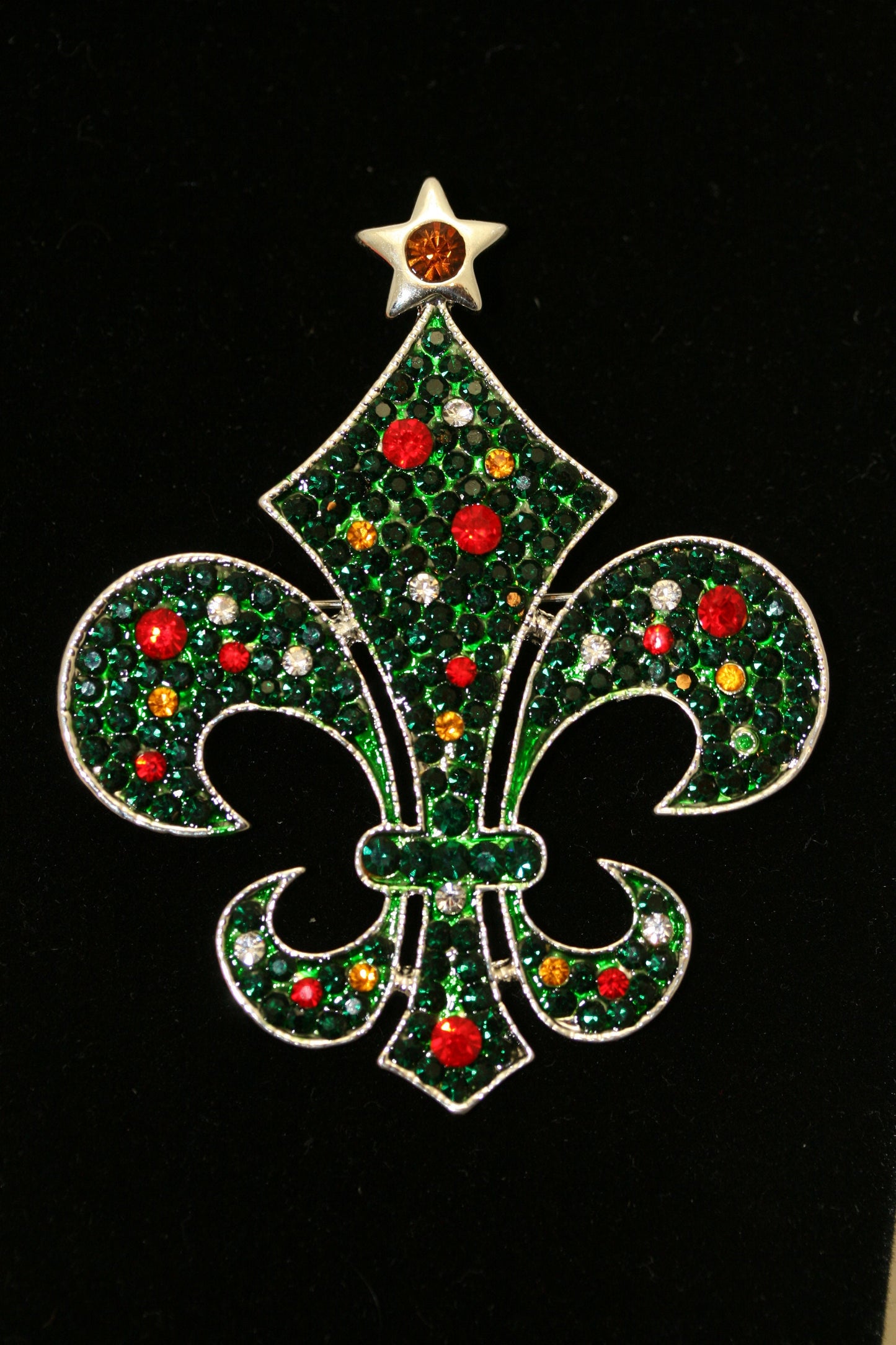 Rhinestones Fleur de Lis Brooch, France Fleur De Lis Pendant, Crystal French Fleur De Lis Jewelry Gift, New Orleans Fleur De Lis Brooch