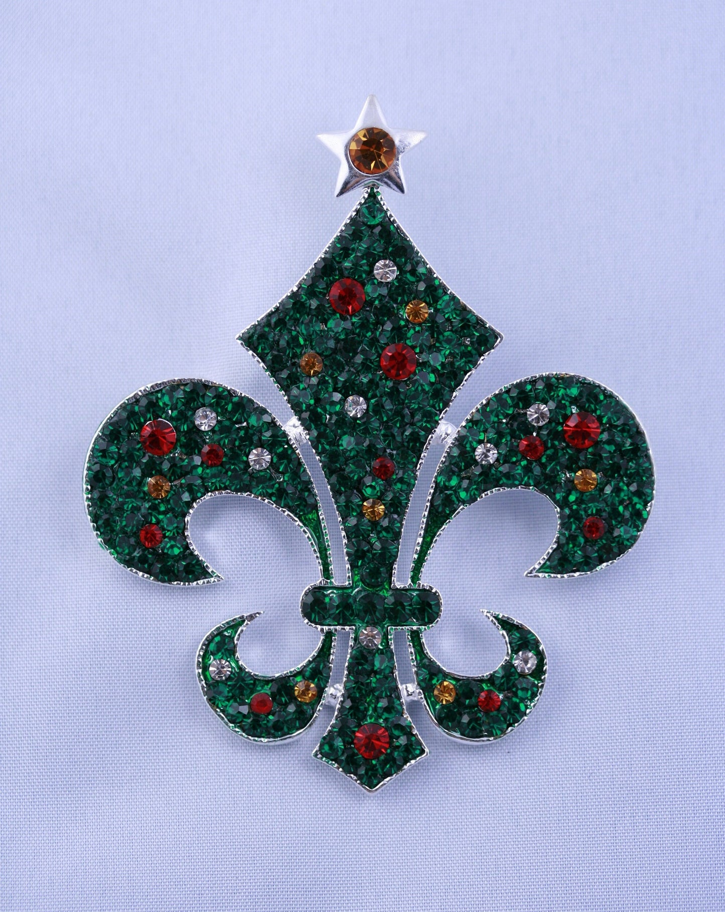 Rhinestones Fleur de Lis Brooch, France Fleur De Lis Pendant, Crystal French Fleur De Lis Jewelry Gift, New Orleans Fleur De Lis Brooch